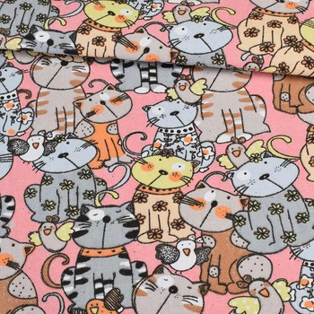 Деко коттон коты на розовом фоне, ш.150 (20405.001)