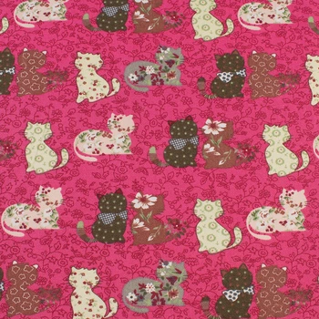 Деко коттон кошки пэчворк, малиновый, ш.150 (20405.123)
