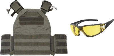 Набор Плитоноска c быстрым сбросом P.S.O MASKPOL S.A. TMPRG-03 + Тактические очки KHS Tactical optics 25901Q Желтые