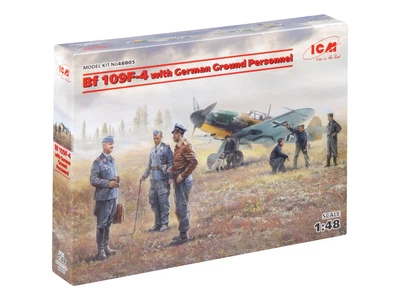 Сборная модель ICM Bf 109F-4 с немецким наземным персоналом 48805