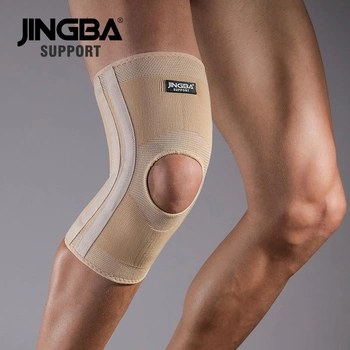 Еластичний бандаж на коліно з відкритою колінною чашкою та 4 ребрами жорсткості Jingba Support 1367 Beige L (U43003)
