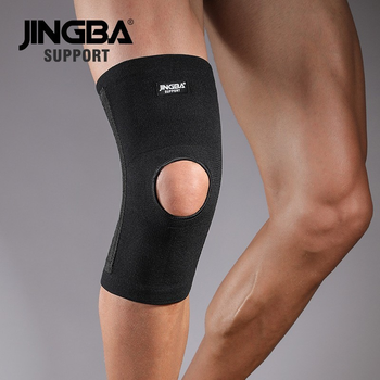 Эластичный бандаж на колено с открытой коленной чашечкой и 4 ребрами жесткости Jingba Support 1367 Black L (U43004)