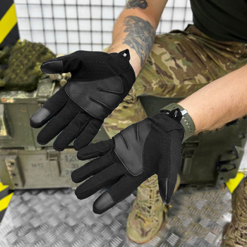 Плотные сенсорные перчатки Klaud с усиленными защитными накладками черные размер XL