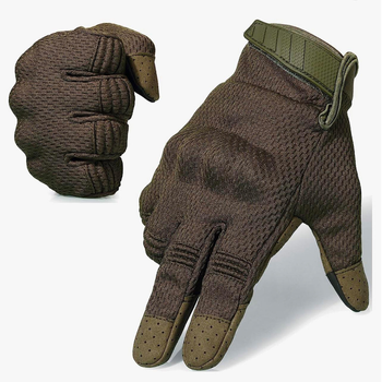 Защитные сенсорные перчатки WTACTFUL из полиэфирной сетки и с прочными TPR накладками олива размер M
