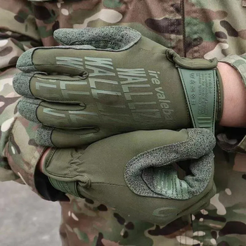 Легкие Защитные Полнопалые Перчатки с сенсорными накладками олива размер XL