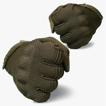 Защитные сенсорные перчатки WTACTFUL из полиэфирной сетки и с прочными TPR накладками олива размер M