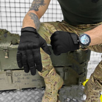 Плотные сенсорные перчатки Klaud с усиленными защитными накладками черные размер L