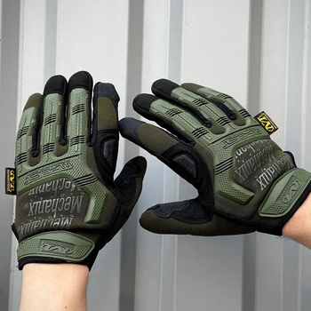 Плотные перчатки M-Pact с защитными пластиковыми накладками хаки размер XL