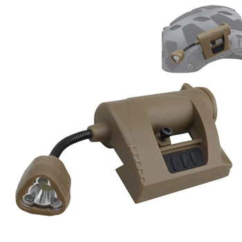 Світлодіодний Ліхтар 55 Лм з кріпленням на Шолом / Універсальний налобний ліхтарик койот