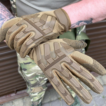 Защитные сенсорные перчатки с резиновыми накладками и антискользящим покрытием койот размер L