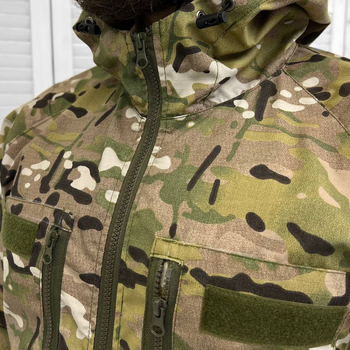 Крепкий мужской Костюм Куртка + Брюки с наколенниками / Полевая форма рип-стоп мультикам размер 2XL