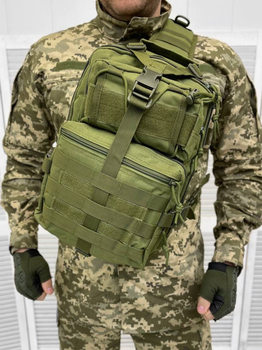 Нагрудна Сумка 20 л Cordura 1000D / Рюкзак однолямний олива розмір 20x18x32см