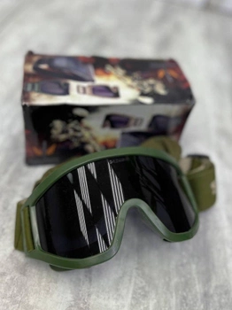 Защитные очки Single Sword на эластичной ленте с поликарбонатными линзами и антибликовым покрытием олива