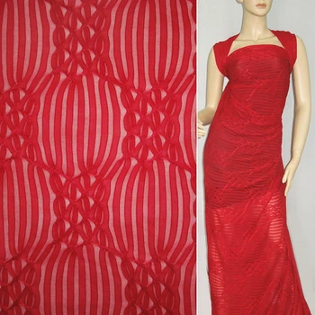 Трикотаж красный с ажурными полосками ш.160 (14635.004)
