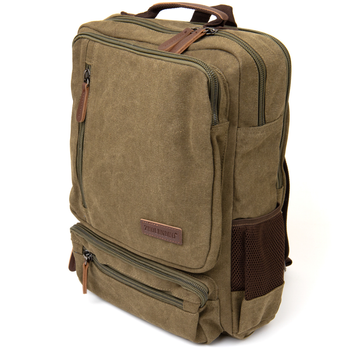 Рюкзак текстильний дорожній унісекс на два відділення Vintage Зелений (221474)