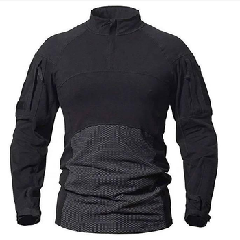 Мужской крепкий Убакс с усиленными локтями / Плотная уставная Рубашка черная размер 2XL