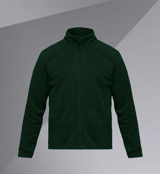 Универсальная флисовая Кофта Fleece Full Zip с карманами / Плотная флиска зеленая размер XXL