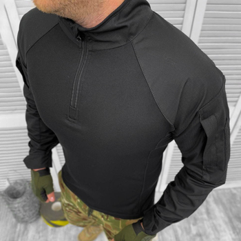 Мужской крепкий Убакс с высоким воротником на молнии / Плотная Рубашка рип-стоп черная размер XL