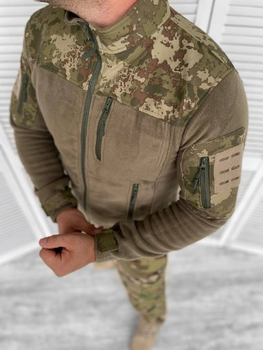 Кофта флисовая мужская с вставками плащевки койот/мультикам / Демисезонная флиска XL