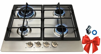 Газовая варочная поверхность Luxor PGE 640 SSD Gold Italy Subuf Turbo, нержавеющая сталь + уголок для безопасного подключения в подарок