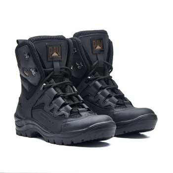 Универсальные кожаные Берцы с мембраной / Летние Ботинки на двухкомпонентной подошве черные размер 36