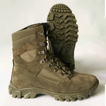 Утеплені Берці з натуральної шкіри з підкладкою Airtex / Зимові черевики у кольорі олива розмір 37