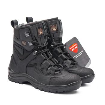 Универсальные кожаные Берцы с мембраной / Демисезонные Ботинки на двухкомпонентной подошве черные размер 47
