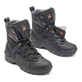 Универсальные кожаные Берцы с мембраной / Демисезонные Ботинки на двухкомпонентной подошве черные размер 40