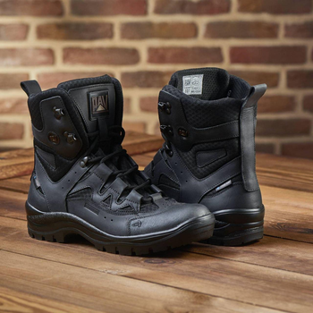 Универсальные кожаные Берцы с мембраной / Летние Ботинки на двухкомпонентной подошве черные размер 43