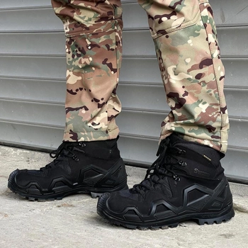 Демисезонные мужские Ботинки Single Sword с мембраной / Нубуковые водонепроницаемые Берцы черные размер 39
