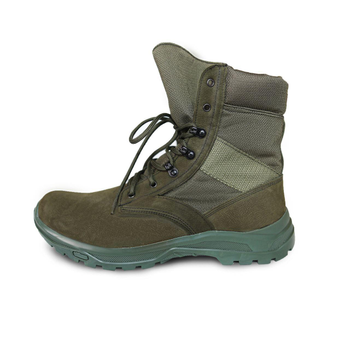 Мужские зимние Ботинки на шнуровке из натуральной кожи / Высокие Берцы с утеплителем Slimtex зеленые размер 43