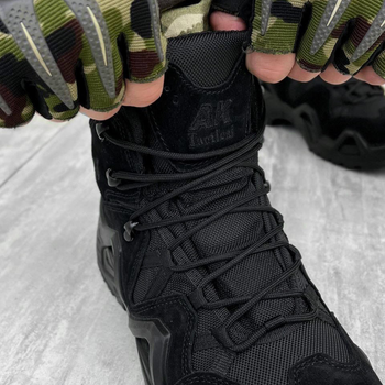 Мужские кожаные Ботинки АК на гибкой полиуретановой подошве / Водонепроницаемые Берцы черные размер 43
