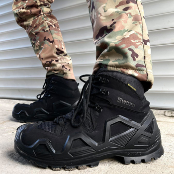 Демисезонные мужские Ботинки Single Sword с мембраной / Нубуковые водонепроницаемые Берцы черные размер 45