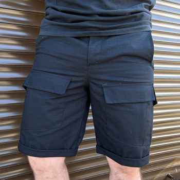 Мужские крепкие Шорты с накладными карманами рип-стоп черные размер 3XL