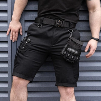 Мужские крепкие Шорты Pobedov B2 с 6-ю карманами и пряжками для крепления черные размер XL