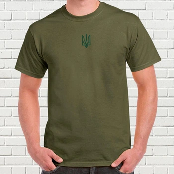 Футболка з вишивкою зеленого тризуба чоловіча Millytary Green L (880103-16-1)