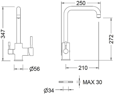 Смеситель кухонный с подключением к фильтру GENEBRE Inox 65702 18 44 66