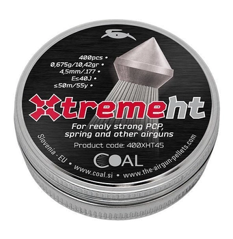 Пули пневматические Coal Xtreme HT кал. 4.5 мм, вес – 0.675 г, 400 шт/уп., точные пульки для пневматики