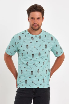 Футболка с принтом Trend Collection 188 бирюзовый 2XL