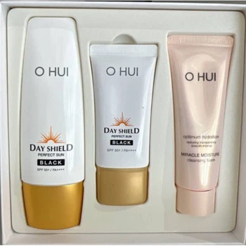 Люкс набор для лица с солнцезащитным кремом O HUI Day Shield Perfect Sun Black Special Set 3pcs