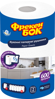 Бумажные полотенца Фрекен БОК кухонные 2-слойные 1 рулон 600 листов (33101420)