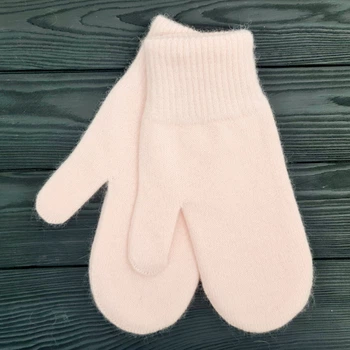 Варежки женские зимние M&JJ (ангора+вискоза+шерсть+ПА) One Size Персиковый 4103