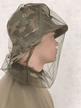 Москитная сетка/накомарник на голову под шлем/панаму/кепку, защита от комаров/мошек, цвет олива, на резинке