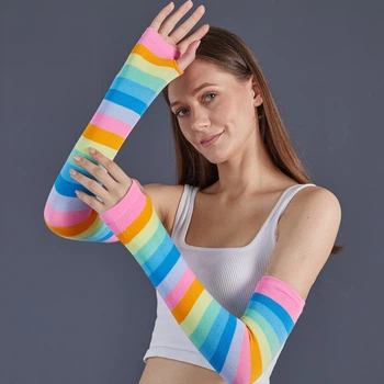 Митенки полосатые разноцветные One Size