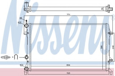 Радіатор охолодження VOLKSWAGEN PASSAT B7 362, 365 10- 2.5 FSI вир-во Nissens Nissens (65321)