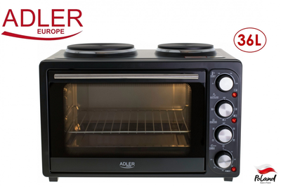 Електродуховка Adler (Польща) 36л 2500Вт Електрична Піч з Конфорками
