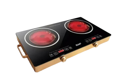 Универсальная инфракрасная плита электрическая 4800W на 2 конфорки RAF 8088 двухкомфорная настольная 67*40*7 см