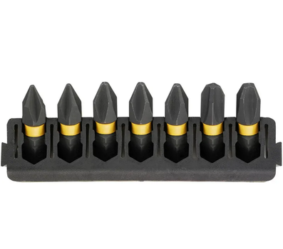 Кассета с битами DeWALT FlexTorq, L = 25 мм, Рh1 - 2 шт, Рh2 - 3 шт, Рh3 - 2 шт DT70808