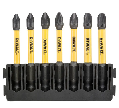 Кассета с битами DeWALT FlexTorq, L = 57 мм, Рz1 - 2 шт, Рz2 - 3 шт, Рz3 - 2 шт. DT70822