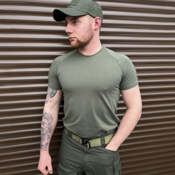 Мужская футболка прямого кроя с липучками под шевроны олива размер L
